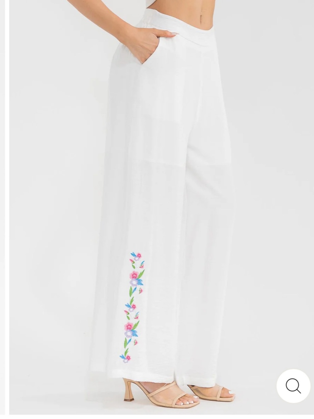 Boho NWT Embroidered White Wide-Leg Women's Pants size S-M-L-XL